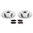 K179 Rear Brake Disc and Pad Kit, Silver zinc-plated, Cross-drilled and Slotted, 5 Lugs, 308 mm, Carbon Fiber Ceramic, Z23 Evolution Sport Series