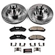 K1854 Front Brake Disc and Pad Kit, Silver zinc-plated, Cross-drilled and Slotted, 5 Lugs, 286.7 mm, Carbon Fiber Ceramic, Z23 Evolution Sport Series