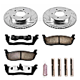 K1866-36 Front Brake Disc and Pad Kit, Silver zinc-plated, Cross-drilled and Slotted, 5 Lugs, 308 mm, Carbon Fiber Ceramic, 4WD, Z36 Extreme Truck And Tow