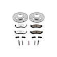 K1869-36 Front Brake Disc and Pad Kit, Silver zinc-plated, Cross-drilled and Slotted, 5 Lugs, 308 mm, Carbon Fiber Ceramic, 4WD, Z36 Extreme Truck And Tow