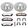 2004 Ford Ranger - Front Brake Disc and Pad Kit, Silver zinc-plated, Cross-drilled and Slotted, 5 Lugs, 304 mm, Carbon Fiber Ceramic, 4WD, 4.0L 6Cyl, Z36 Extreme Truck And Tow