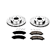 K2004 Front Brake Disc and Pad Kit, Silver zinc-plated, Cross-drilled and Slotted, 5 Lugs, 274 mm, Carbon Fiber Ceramic, Z23 Evolution Sport Series