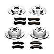 2002 Chevrolet Silverado 1500 - Front and Rear Brake Disc and Pad Kit, Silver zinc-plated, Cross-drilled and Slotted, 6 Lugs, 305 mm, Carbon Fiber Ceramic, With Rear Disc, 6 Stud, with 2 Piston Rear Calipers, 5.3L 8Cyl, Z23 Evolution Sport Series