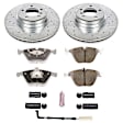 K2054-26 Front Brake Disc and Pad Kit, Silver zinc-plated, Cross-drilled and Slotted, 5 Lugs, 348 mm, Carbon Fiber Ceramic, Z26 Street Warrior Carbon-Fiber Ceramic Series