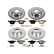 4-Wheel Set Power Stop&reg; K2056 Front and Rear Z23 Daily Carbon-Fiber Ceramic Brake Pad and Drilled & Slotted Rotor Kit