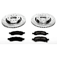 K2084 Front Brake Disc and Pad Kit, Silver zinc-plated, Cross-drilled and Slotted, 6 Lugs, 301.8 mm, Carbon Fiber Ceramic, Z23 Evolution Sport Series