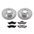K2139 Front Brake Disc and Pad Kit, Silver zinc-plated, Cross-drilled and Slotted, 6 Lugs, 287 mm, Carbon Fiber Ceramic, Z23 Evolution Sport Series