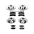4-Wheel Set Power Stop&reg; K2150 Front and Rear Z23 Daily Carbon-Fiber Ceramic Brake Pad and Drilled & Slotted Rotor Kit