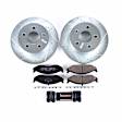 K2152 Front Brake Disc and Pad Kit, Silver zinc-plated, Cross-drilled and Slotted, 5 Lugs, 280 mm, Carbon Fiber Ceramic, Z23 Evolution Sport Series