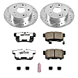 K2270-26 Rear Brake Disc and Pad Kit, Silver zinc-plated, Cross-drilled and Slotted, 5 Lugs, 259 mm, Carbon Fiber Ceramic, Z26 Street Warrior Carbon-Fiber Ceramic Series
