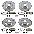 4-Wheel Set Power Stop&reg; K2277-26 Front and Rear Z26 Muscle Carbon-Fiber Ceramic Brake Pad and Drilled & Slotted Rotor Kit