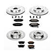 4-Wheel Set Power Stop&reg; K2277 Front and Rear Z23 Daily Carbon-Fiber Ceramic Brake Pad and Drilled & Slotted Rotor Kit