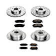 4-Wheel Set Power Stop&reg; K2283 Front and Rear Z23 Daily Carbon-Fiber Ceramic Brake Pad and Drilled & Slotted Rotor Kit