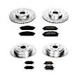4-Wheel Set Power Stop&reg; K2291 Front and Rear Z23 Daily Carbon-Fiber Ceramic Brake Pad and Drilled & Slotted Rotor Kit