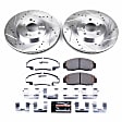 K2292-26 Front Brake Disc and Pad Kit, Silver zinc-plated, Cross-drilled and Slotted, 5 Lugs, 299.9 mm, Carbon Fiber Ceramic, Z26 Street Warrior Carbon-Fiber Ceramic Series