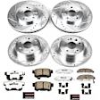 4-Wheel Set Power Stop&reg; K2295-26 Front and Rear Z26 Muscle Carbon-Fiber Ceramic Brake Pad and Drilled & Slotted Rotor Kit