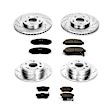 4-Wheel Set Power Stop&reg; K2295 Front and Rear Z23 Daily Carbon-Fiber Ceramic Brake Pad and Drilled & Slotted Rotor Kit