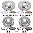 4-Wheel Set Power Stop&reg; K2296-26 Front and Rear Z26 Muscle Carbon-Fiber Ceramic Brake Pad and Drilled & Slotted Rotor Kit
