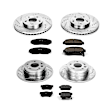 4-Wheel Set Power Stop&reg; K2296 Front and Rear Z23 Daily Carbon-Fiber Ceramic Brake Pad and Drilled & Slotted Rotor Kit