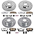 4-Wheel Set Power Stop&reg; K2297-26 Front and Rear Z26 Muscle Carbon-Fiber Ceramic Brake Pad and Drilled & Slotted Rotor Kit