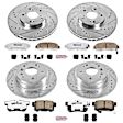2008 Acura TL - Front and Rear Brake Disc and Pad Kit, Cross-drilled and Slotted, 5 Lugs, 282 mm, Carbon Fiber Ceramic, Models with 1 piston front calipers, Z26 Street Warrior Carbon-Fiber Ceramic Series