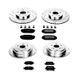 4-Wheel Set Power Stop&reg; K2300 Front and Rear Z23 Daily Carbon-Fiber Ceramic Brake Pad and Drilled & Slotted Rotor Kit
