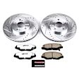 K2302-26 Front Brake Disc and Pad Kit, Silver zinc-plated, Cross-drilled and Slotted, 5 Lugs, 299.9 mm, Carbon Fiber Ceramic, Z26 Street Warrior Carbon-Fiber Ceramic Series