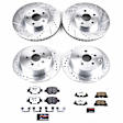 4-Wheel Set Power Stop&reg; K2315-26 Front and Rear Z26 Muscle Carbon-Fiber Ceramic Brake Pad and Drilled & Slotted Rotor Kit