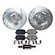 2005 Toyota Corolla - Front Brake Disc and Pad Kit, Silver zinc-plated, Cross-drilled and Slotted, 5 Lugs, 275 mm, Carbon Fiber Ceramic, 1.8L 4Cyl, Z23 Evolution Sport Series