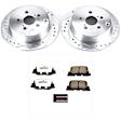 K2319-26 Rear Brake Disc and Pad Kit, Silver zinc-plated, Cross-drilled and Slotted, 5 Lugs, 268 mm, Carbon Fiber Ceramic, Z26 Street Warrior Carbon-Fiber Ceramic Series
