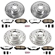4-Wheel Set Power Stop&reg; K2376-26 Front and Rear Z26 Muscle Carbon-Fiber Ceramic Brake Pad and Drilled & Slotted Rotor Kit