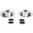 K2382 Rear Brake Disc and Pad Kit, Silver zinc-plated, Cross-drilled and Slotted, 5 Lugs, 313 mm, Carbon Fiber Ceramic, Z23 Evolution Sport Series