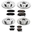 4-Wheel Set Power Stop&reg; K2385 Front and Rear Z23 Daily Carbon-Fiber Ceramic Brake Pad and Drilled & Slotted Rotor Kit