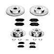 4-Wheel Set Power Stop&reg; K2415 Front and Rear Z23 Daily Carbon-Fiber Ceramic Brake Pad and Drilled & Slotted Rotor Kit
