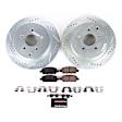 K2427 Rear Brake Disc and Pad Kit, Silver zinc-plated, Cross-drilled and Slotted, 5 Lugs, 308 mm, Carbon Fiber Ceramic, Z23 Evolution Sport Series