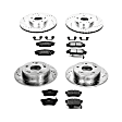 4-Wheel Set Power Stop&reg; K2441 Front and Rear Z23 Daily Carbon-Fiber Ceramic Brake Pad and Drilled & Slotted Rotor Kit