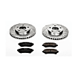 K2553 Front Brake Disc and Pad Kit, Silver zinc-plated, Cross-drilled and Slotted, 5 Lugs, 278 mm, Carbon Fiber Ceramic, Z23 Evolution Sport Series
