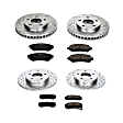 2003 Buick LeSabre - Front and Rear Brake Disc and Pad Kit, Silver zinc-plated, Cross-drilled and Slotted, 5 Lugs, 278 mm, Carbon Fiber Ceramic, Models With 11 in. Front Rotors, 3.8L 6Cyl, Z23 Evolution Sport Series