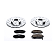 K2558 Front Brake Disc and Pad Kit, Silver zinc-plated, Cross-drilled and Slotted, 5 Lugs, 282 mm, Carbon Fiber Ceramic, Z23 Evolution Sport Series