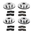 4-Wheel Set Power Stop&reg; K2597 Front and Rear Z23 Daily Carbon-Fiber Ceramic Brake Pad and Drilled & Slotted Rotor Kit