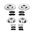 4-Wheel Set Power Stop&reg; K2711 Front and Rear Z23 Daily Carbon-Fiber Ceramic Brake Pad and Drilled & Slotted Rotor Kit