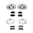 4-Wheel Set Power Stop&reg; K2713 Front and Rear Z23 Daily Carbon-Fiber Ceramic Brake Pad and Drilled & Slotted Rotor Kit