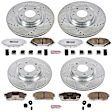 4-Wheel Set Power Stop&reg; K2727-26 Front and Rear Z26 Muscle Carbon-Fiber Ceramic Brake Pad and Drilled & Slotted Rotor Kit
