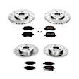 4-Wheel Set Power Stop&reg; K2731 Front and Rear Z23 Daily Carbon-Fiber Ceramic Brake Pad and Drilled & Slotted Rotor Kit