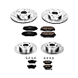 4-Wheel Set Power Stop&reg; K2744 Front and Rear Z23 Daily Carbon-Fiber Ceramic Brake Pad and Drilled & Slotted Rotor Kit