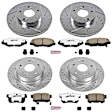 4-Wheel Set Power Stop&reg; K2745-26 Front and Rear Z26 Muscle Carbon-Fiber Ceramic Brake Pad and Drilled & Slotted Rotor Kit