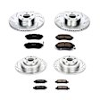 4-Wheel Set Power Stop&reg; K2748 Front and Rear Z23 Daily Carbon-Fiber Ceramic Brake Pad and Drilled & Slotted Rotor Kit