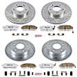4-Wheel Set Power Stop&reg; K2780-26 Front and Rear Z26 Muscle Carbon-Fiber Ceramic Brake Pad and Drilled & Slotted Rotor Kit
