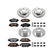 4-Wheel Set Power Stop&reg; K2798-36 Front and Rear Z36 Truck Carbon-Fiber Ceramic Brake Pad and Drilled & Slotted Rotor Kit