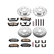 4-Wheel Set Power Stop&reg; K2805-36 Front and Rear Z36 Truck Carbon-Fiber Ceramic Brake Pad and Drilled & Slotted Rotor Kit